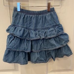 Hanna Anderson denim ruffle skirt skort 100% Cotton size 8 130
